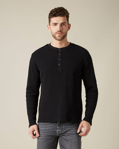 Black SERAFINO TEE Waffle Black 7 For All Mankind