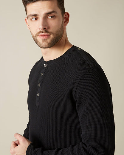 Black SERAFINO TEE Waffle Black 7 For All Mankind