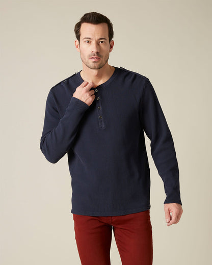 Dark Blue SERAFINO TEE Waffle Navy 7 For All Mankind