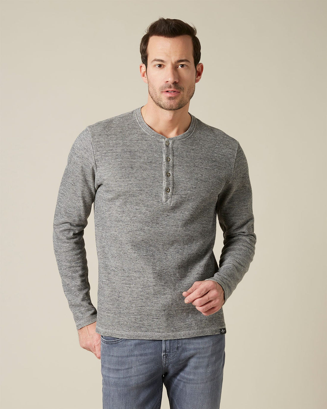 Light Grey SERAFINO TEE Mouline Grey 7 For All Mankind