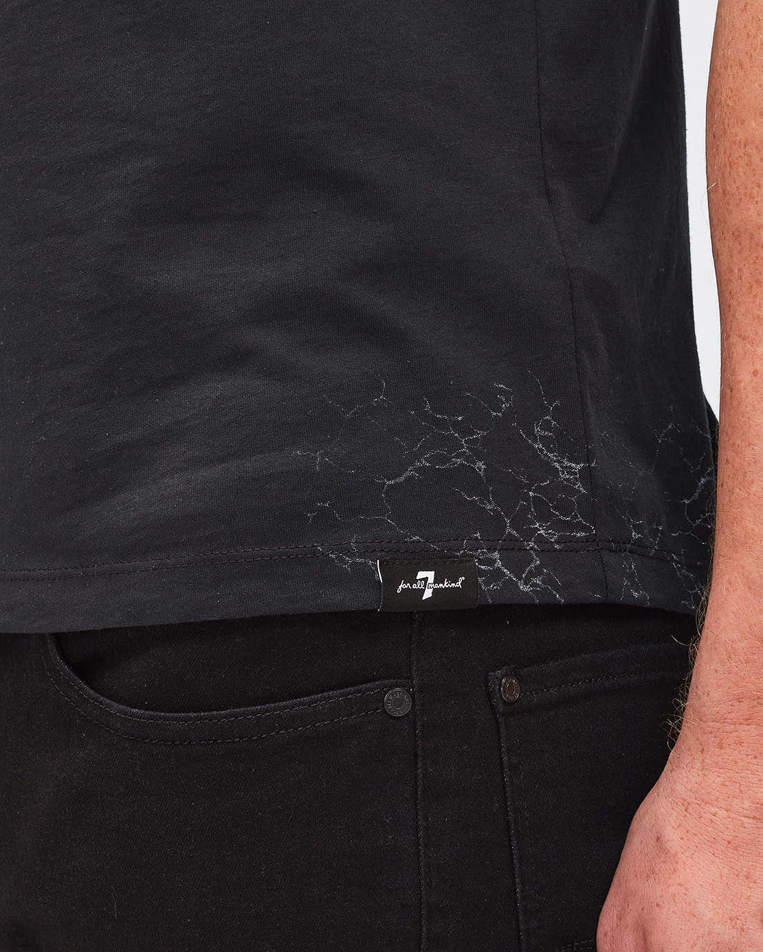 Black GRAPHIC TEE Cotton Special Spider Print Black 7 For All Mankind