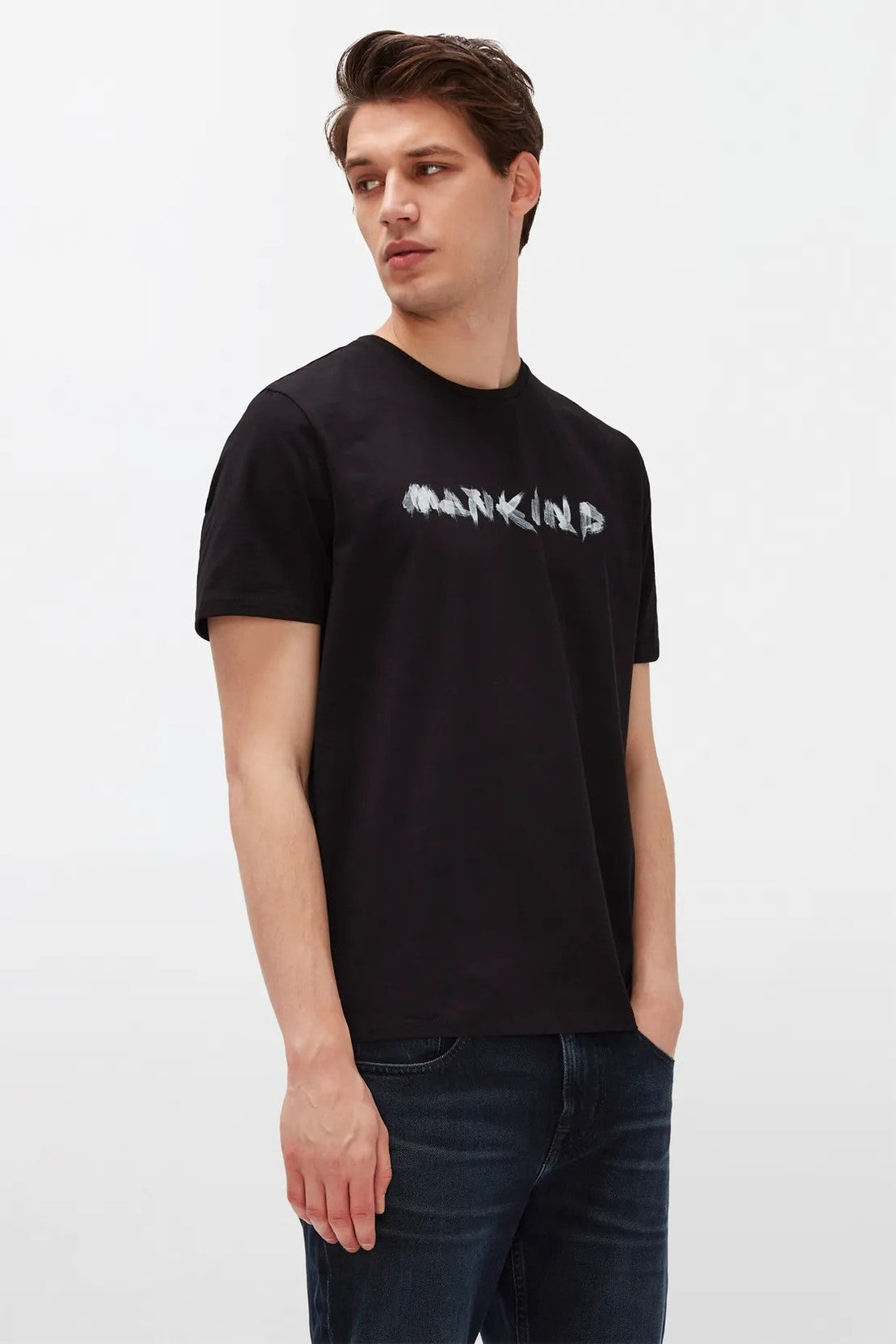 Logo Tee Cotton With Printed Logo Black 7 For All Mankind