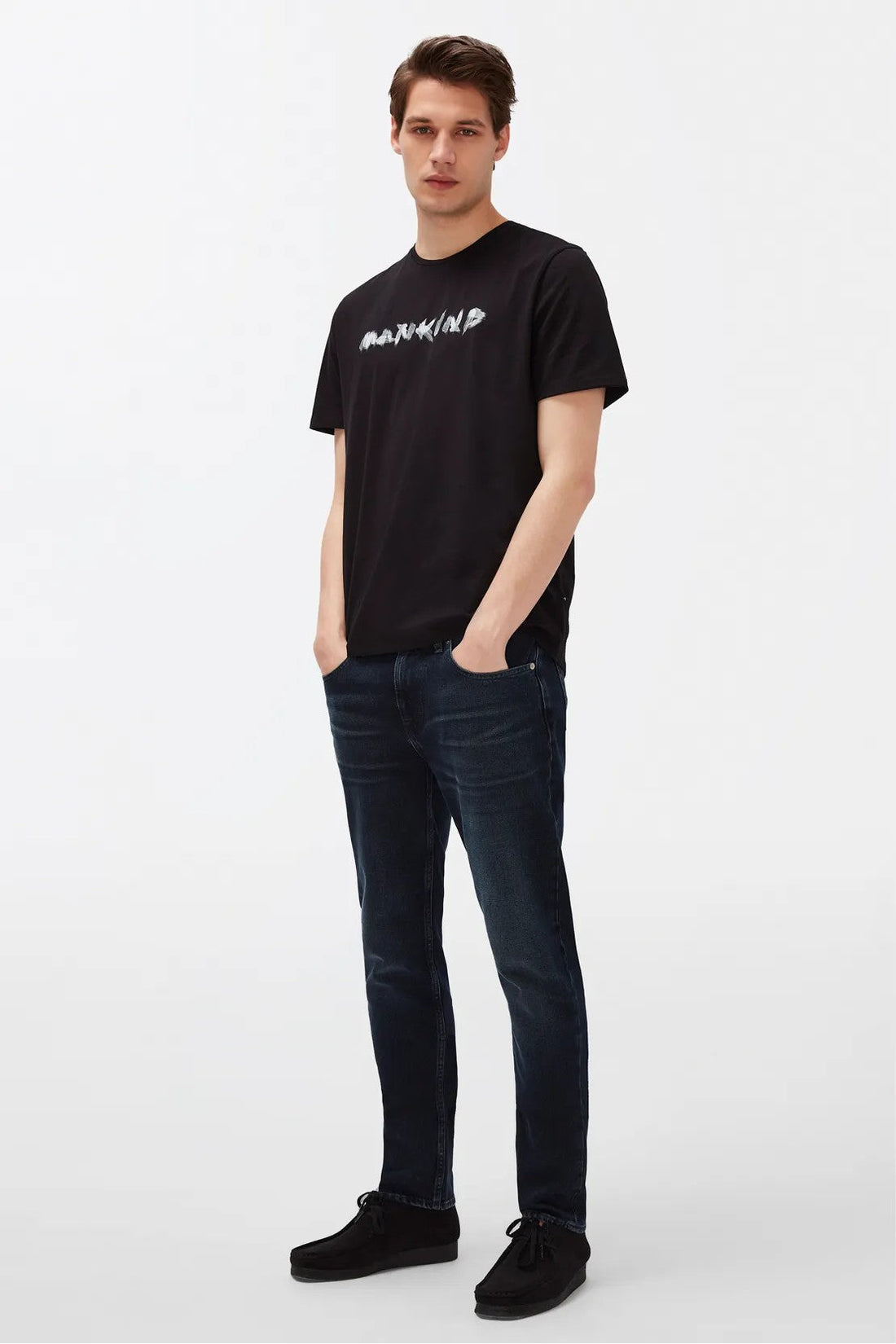 Logo Tee Cotton With Printed Logo Black 7 For All Mankind