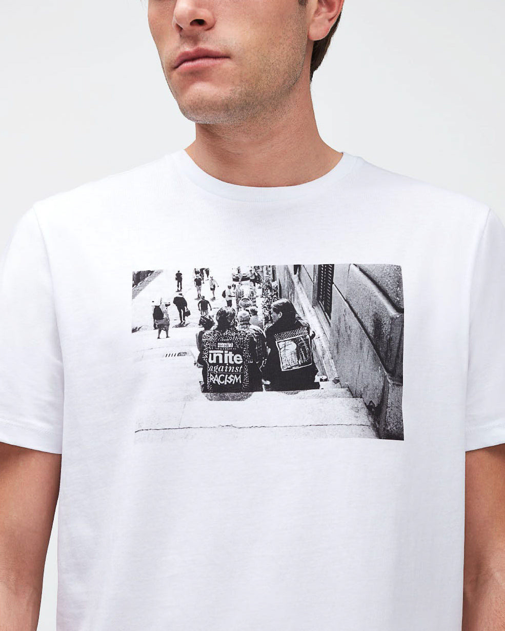 White Graphic Tee Jersey No Racism White 7 For All Mankind