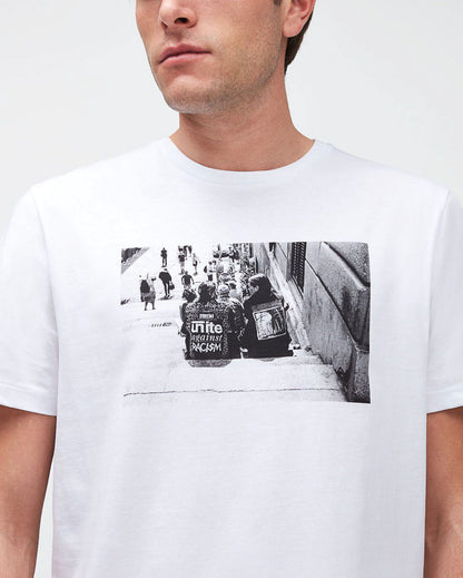 White Graphic Tee Jersey No Racism White 7 For All Mankind