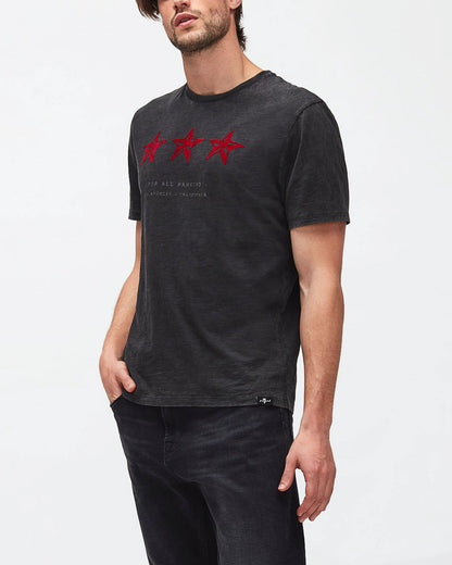Black Graphic Tee Marble Stars Washed Black 7 For All Mankind