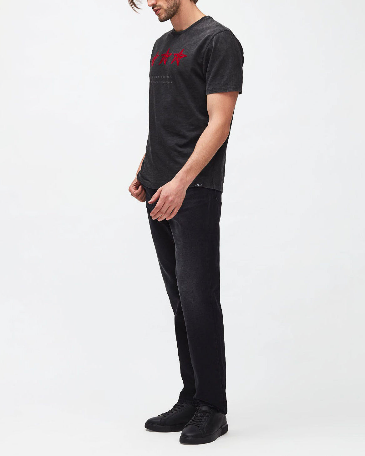 Black Graphic Tee Marble Stars Washed Black 7 For All Mankind