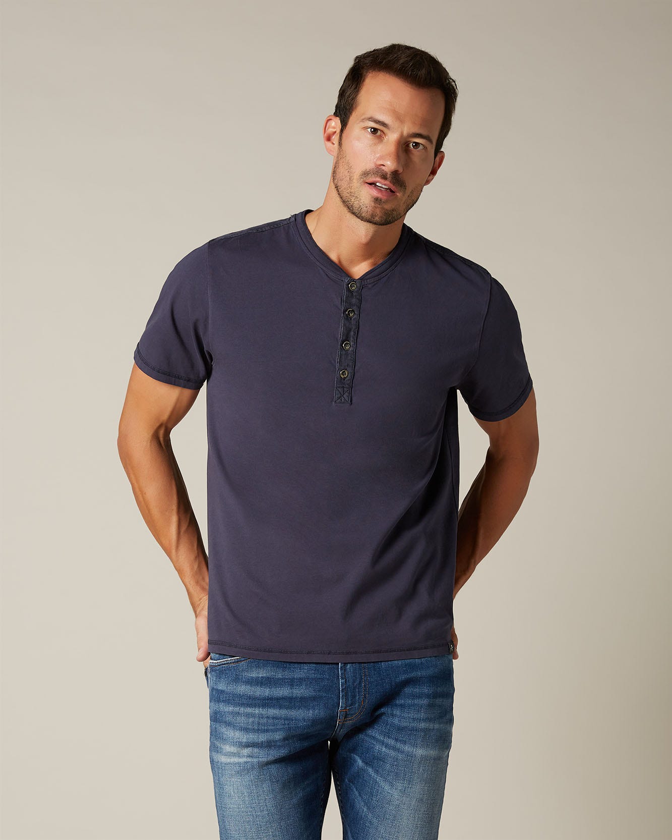 Dark Blue HENLEY S/S Jersey Navy 7 For All Mankind