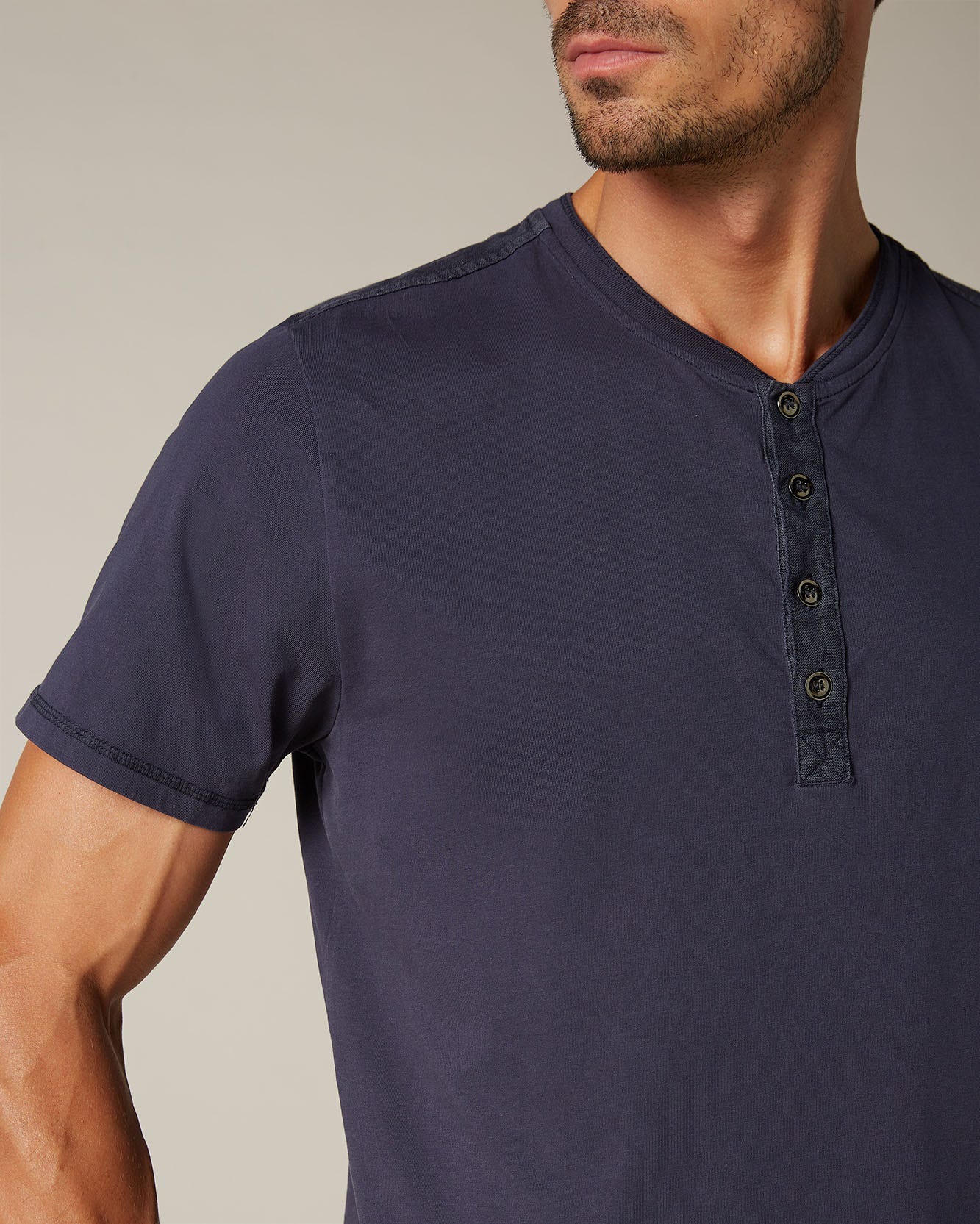 Dark Blue HENLEY S/S Jersey Navy 7 For All Mankind