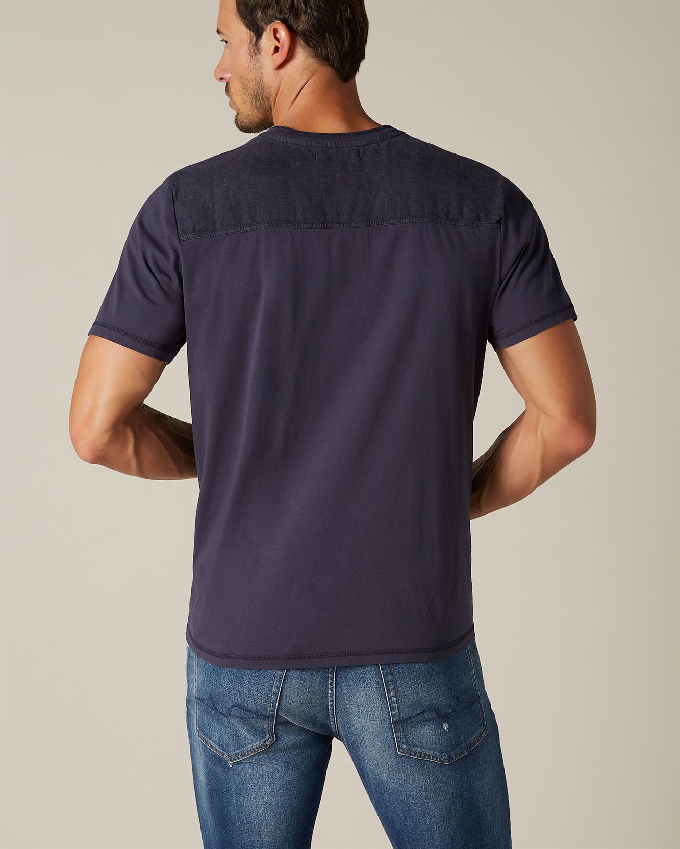 Dark Blue HENLEY S/S Jersey Navy 7 For All Mankind