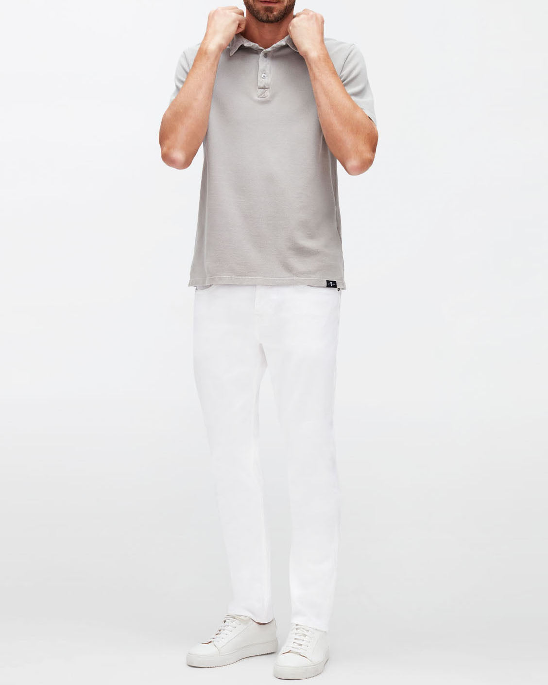 Light Grey Polo Old Dye Piquet Griffin 7 For All Mankind