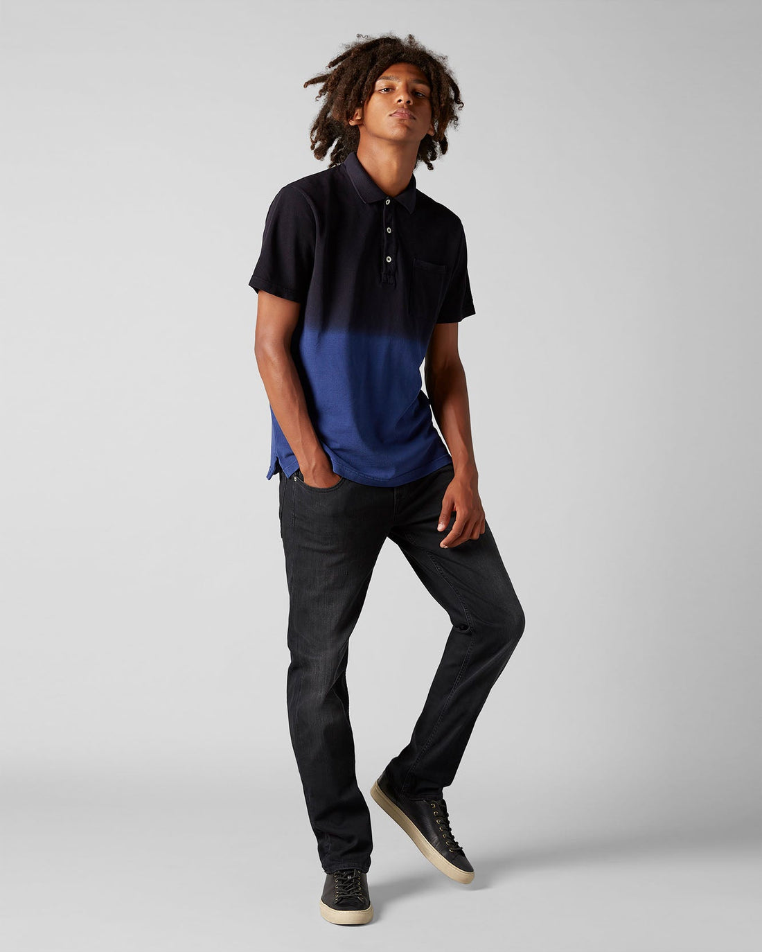 Dark Blue Polo S/S Piquet Fade Navy Blue 7 For All Mankind