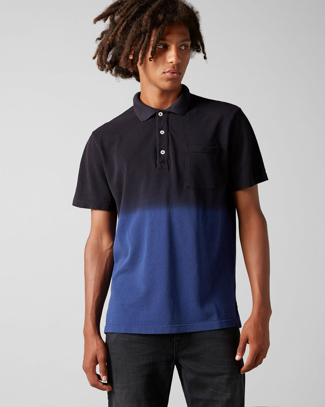 Dark Blue Polo S/S Piquet Fade Navy Blue 7 For All Mankind