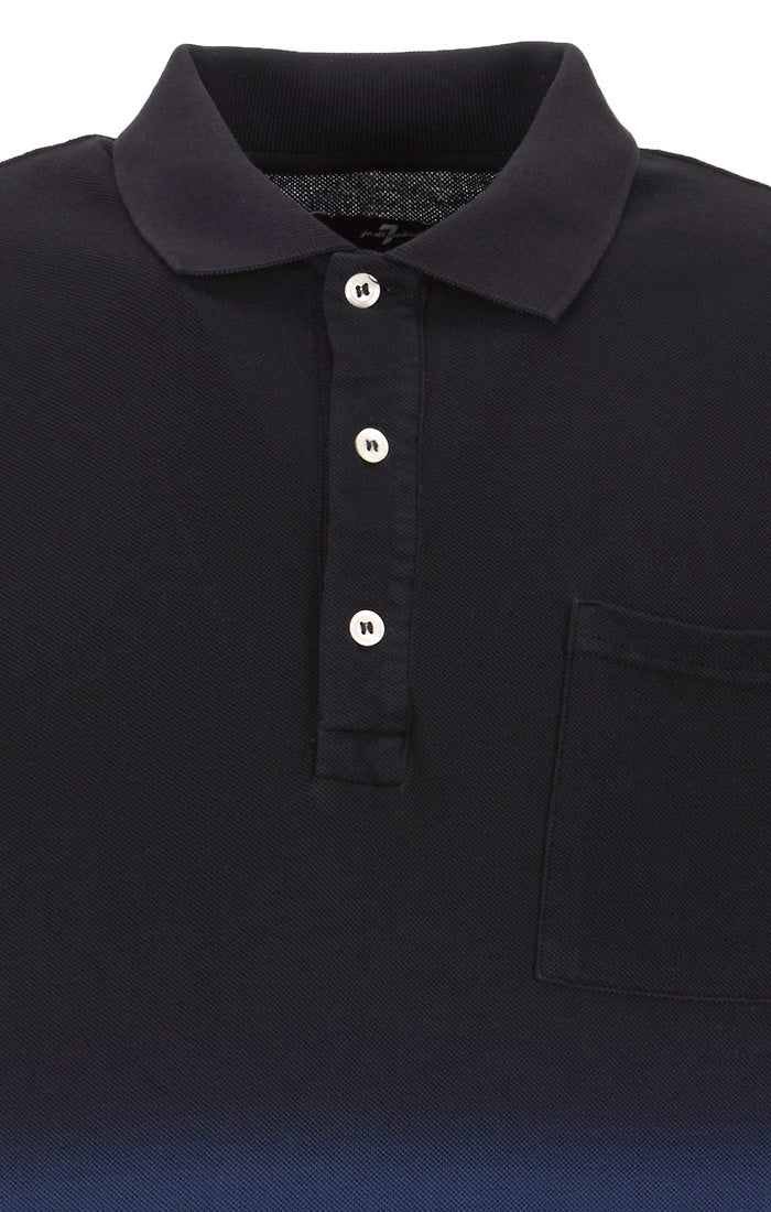Dark Blue Polo S/S Piquet Fade Navy Blue 7 For All Mankind