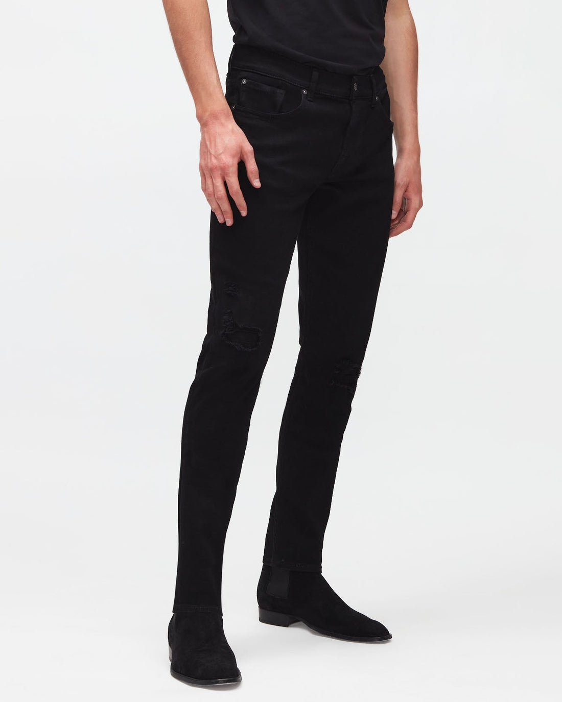 Black Slimmy Tapered Stretch Tek Eco Game On 7 For All Mankind