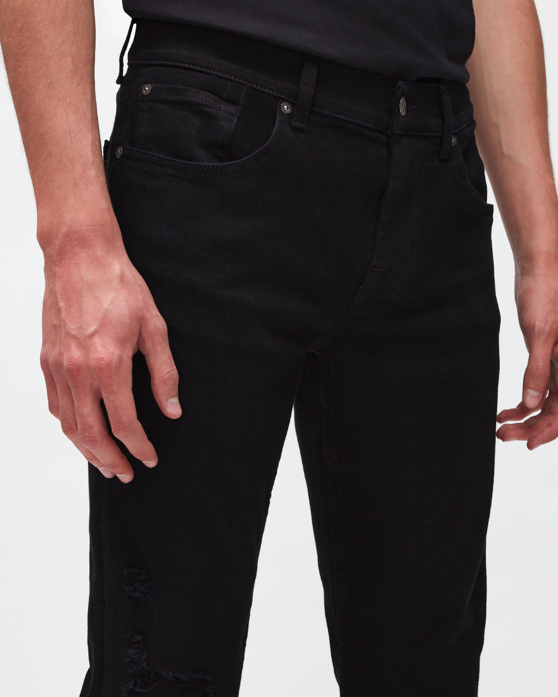 Black Slimmy Tapered Stretch Tek Eco Game On 7 For All Mankind