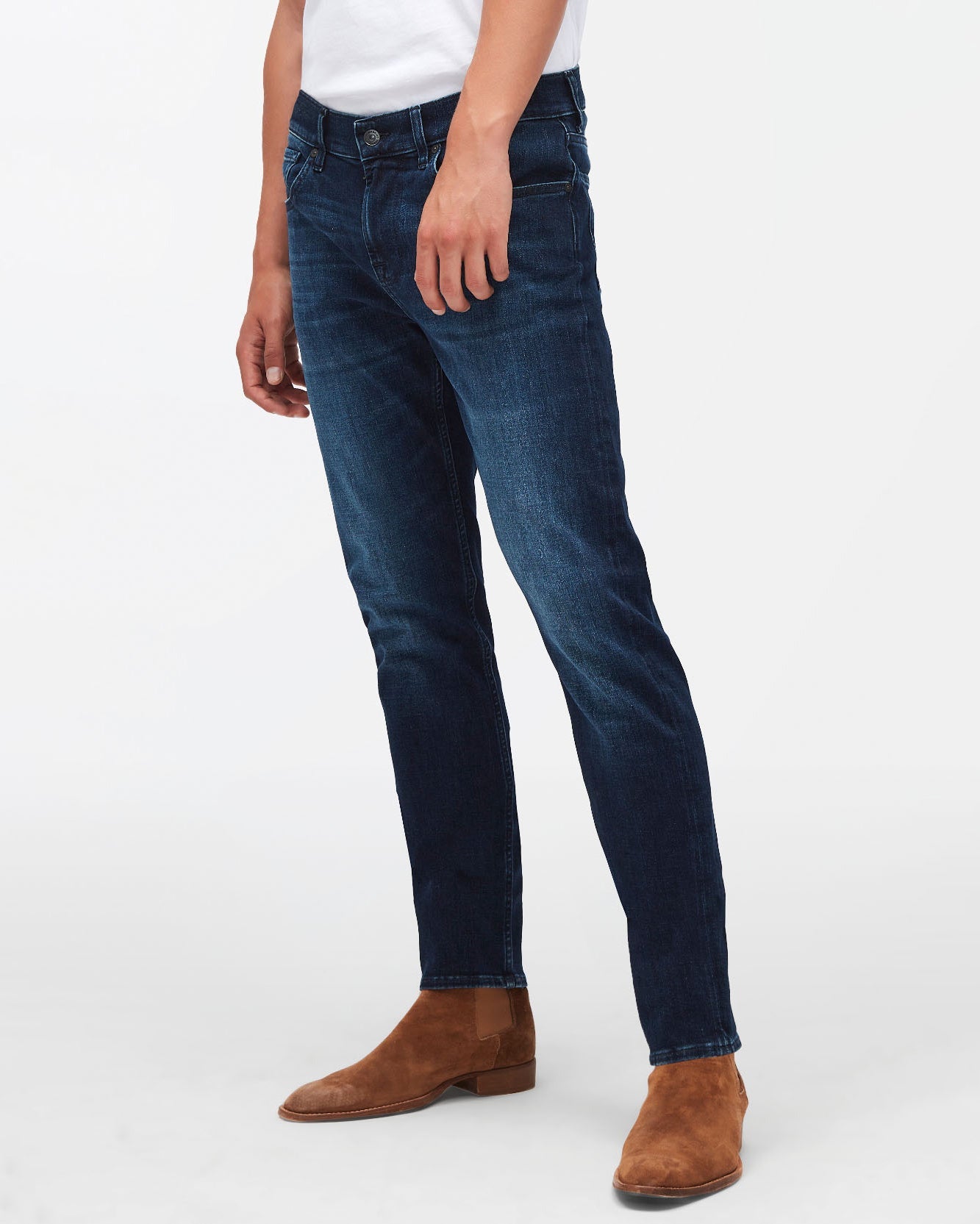 Dark Blue Slimmy Tapered Stretch Tek By My Side 7 For All Mankind