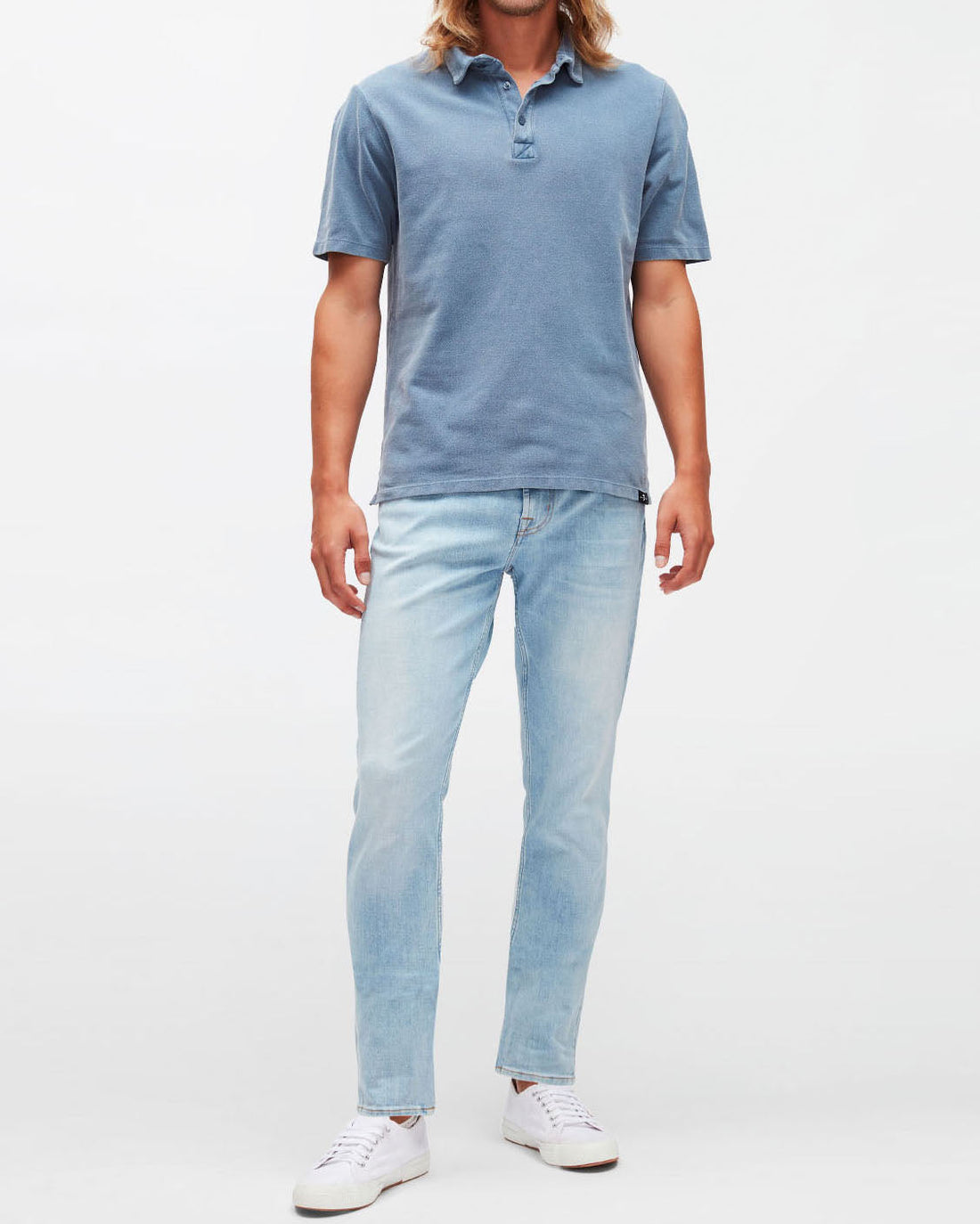Light Blue Slimmy Tapered Stretch Tek Friday 7 For All Mankind