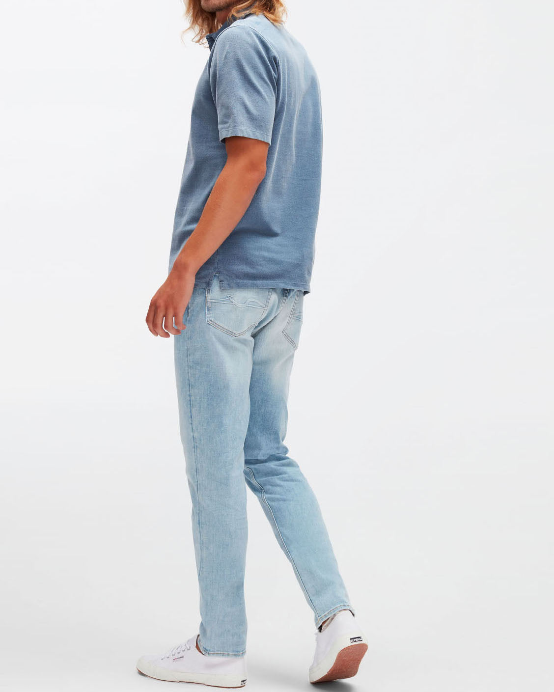 Light Blue Slimmy Tapered Stretch Tek Friday 7 For All Mankind