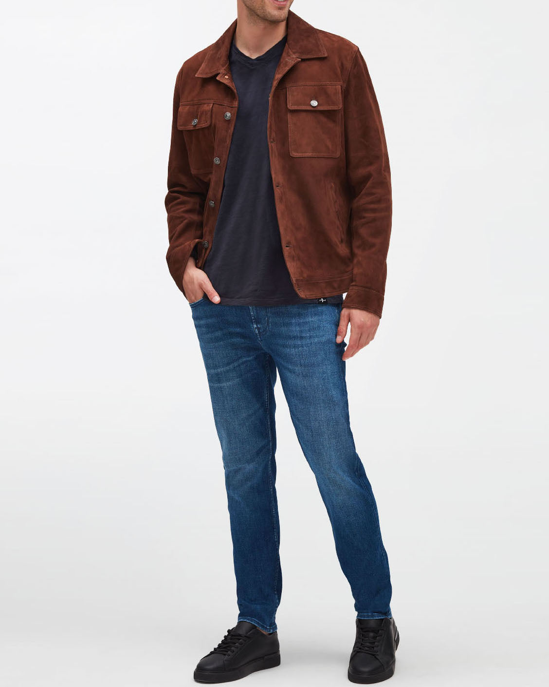 Middle Blue Slimmy Tapered Stretch Tek Too Late 7 For All Mankind