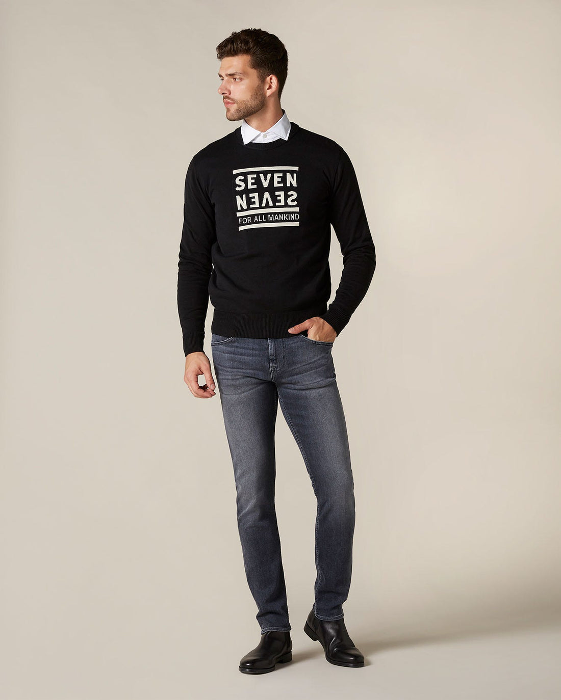 Black Slimmy Tapered Absolute Grey 7 For All Mankind