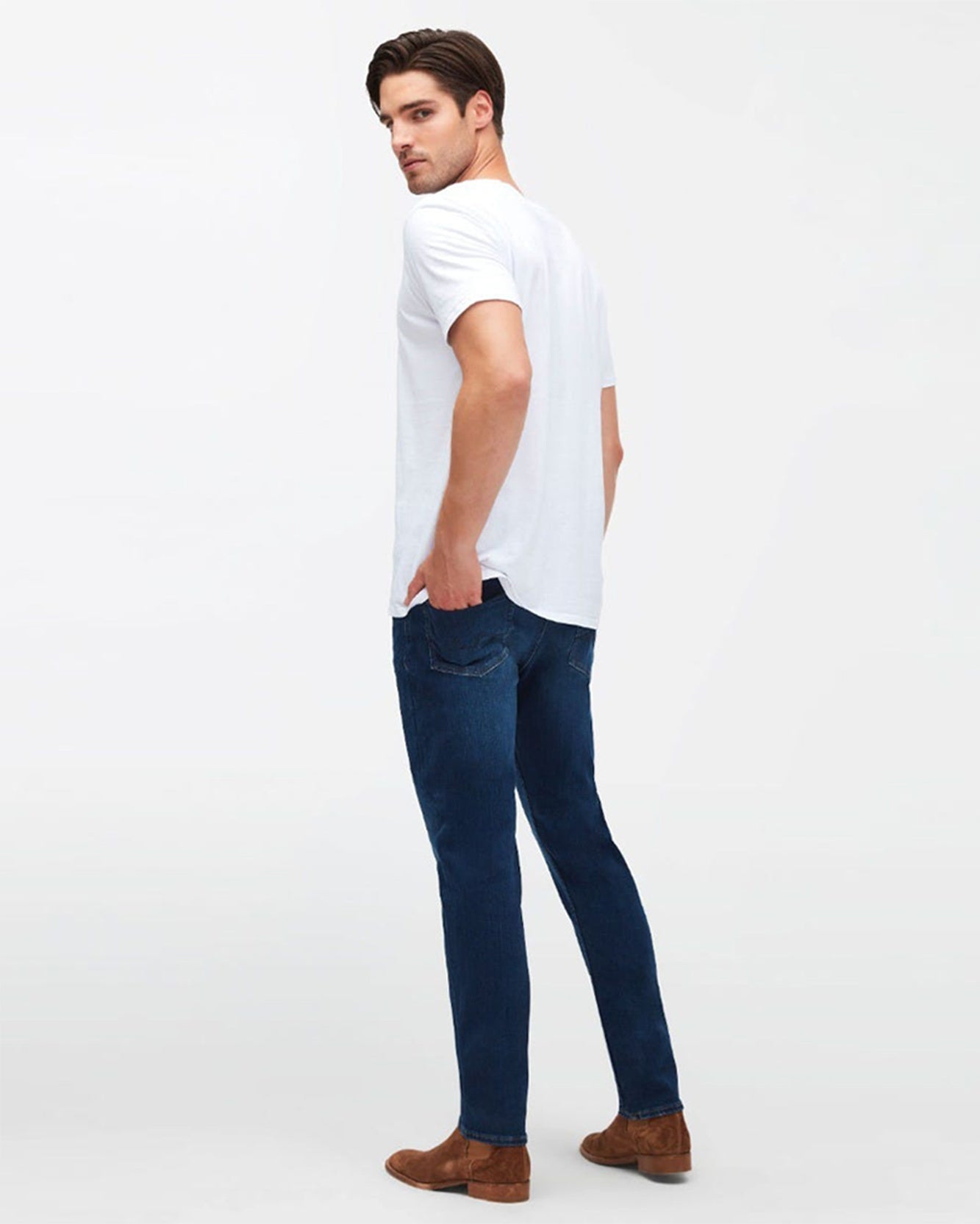 Middle Blue Slimmy Tapered Stretch Tek Eco Risie Up 7 For All Mankind