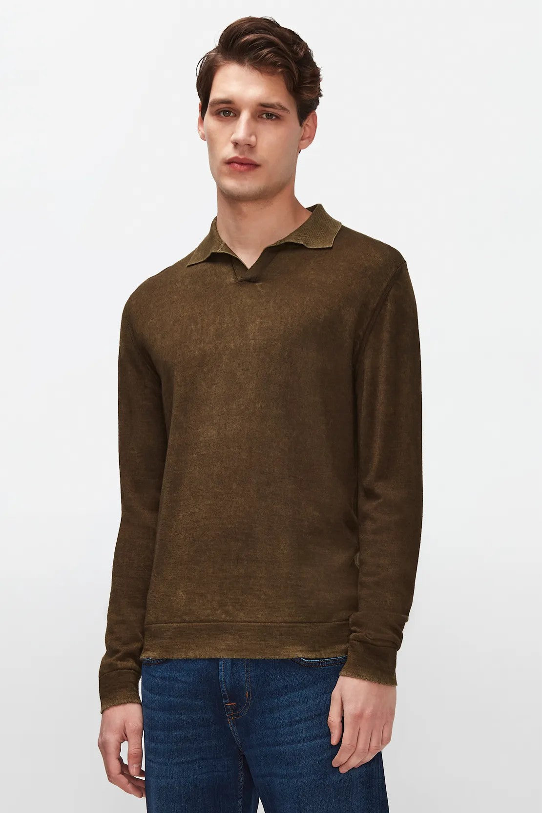Polo Extra Fine Merino Treated Army 7 For All Mankind