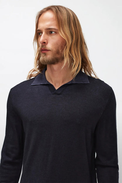 Polo Extra Fine Merino Treated Navy 7 For All Mankind