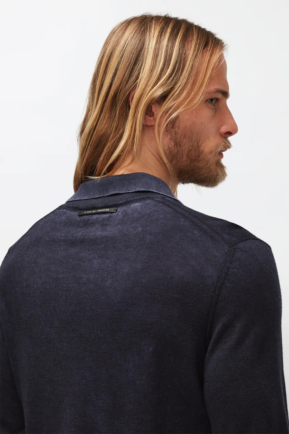 Polo Extra Fine Merino Treated Navy 7 For All Mankind