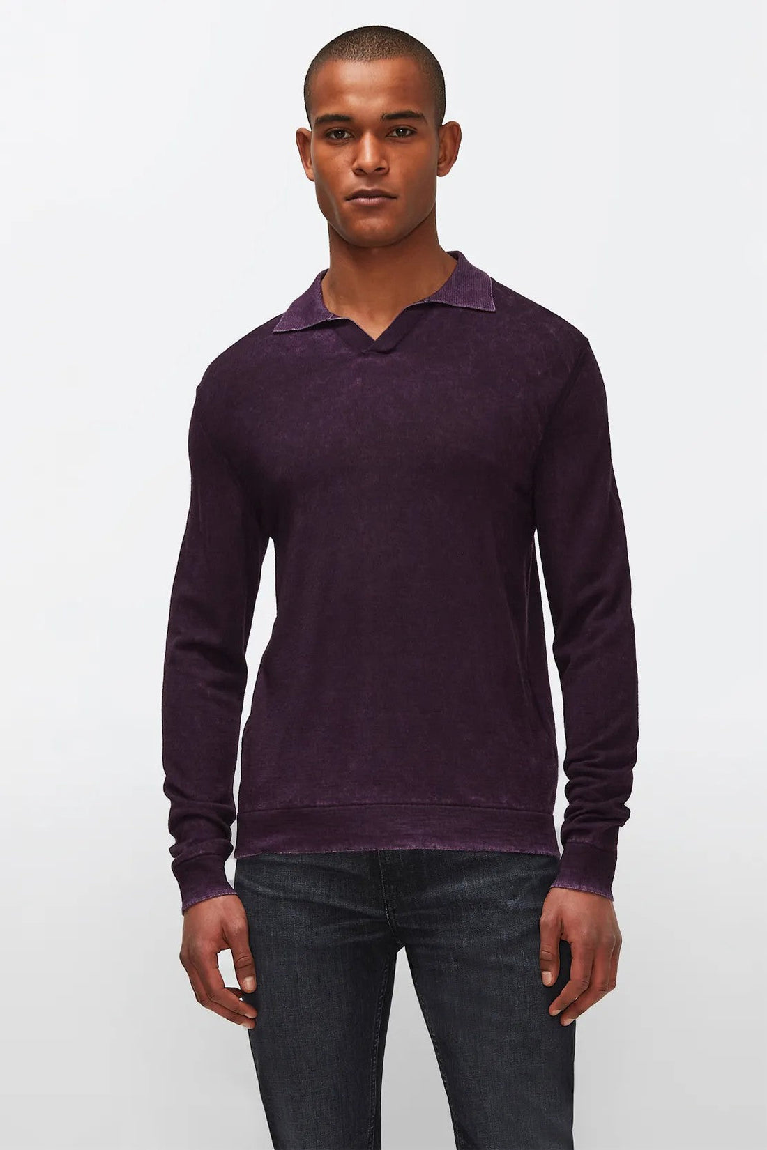 Polo Extra Fine Merino Treated Purple 7 For All Mankind
