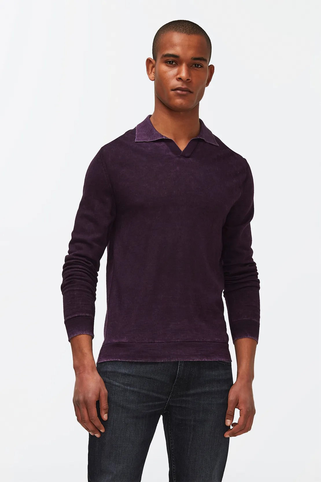 Polo Extra Fine Merino Treated Purple 7 For All Mankind