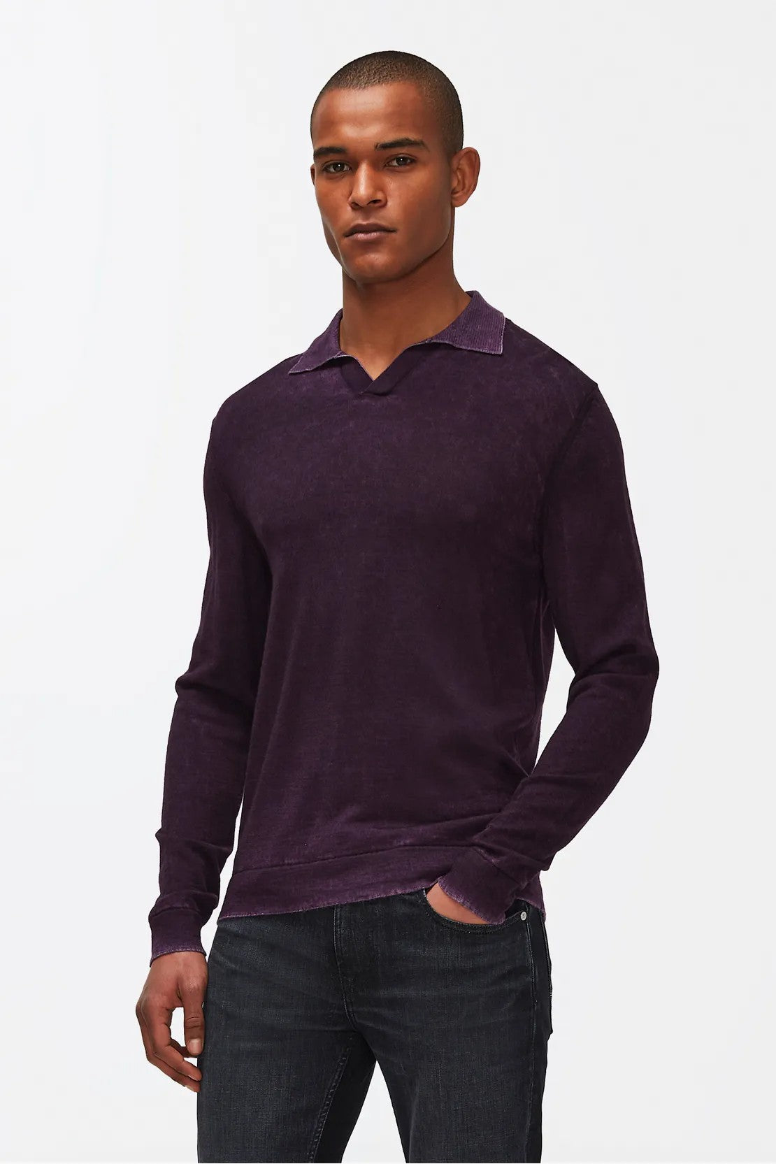Polo Extra Fine Merino Treated Purple 7 For All Mankind