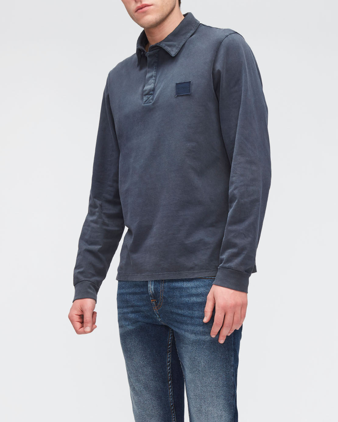 Dark Blue Polo L/S Old Dye Washed Navy 7 For All Mankind