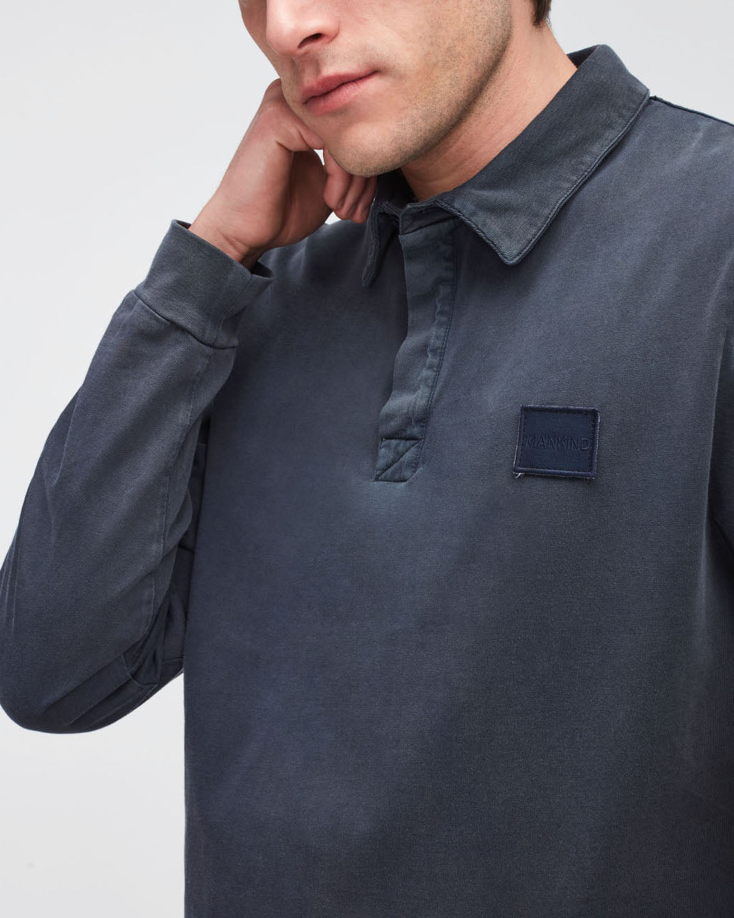 Dark Blue Polo L/S Old Dye Washed Navy 7 For All Mankind