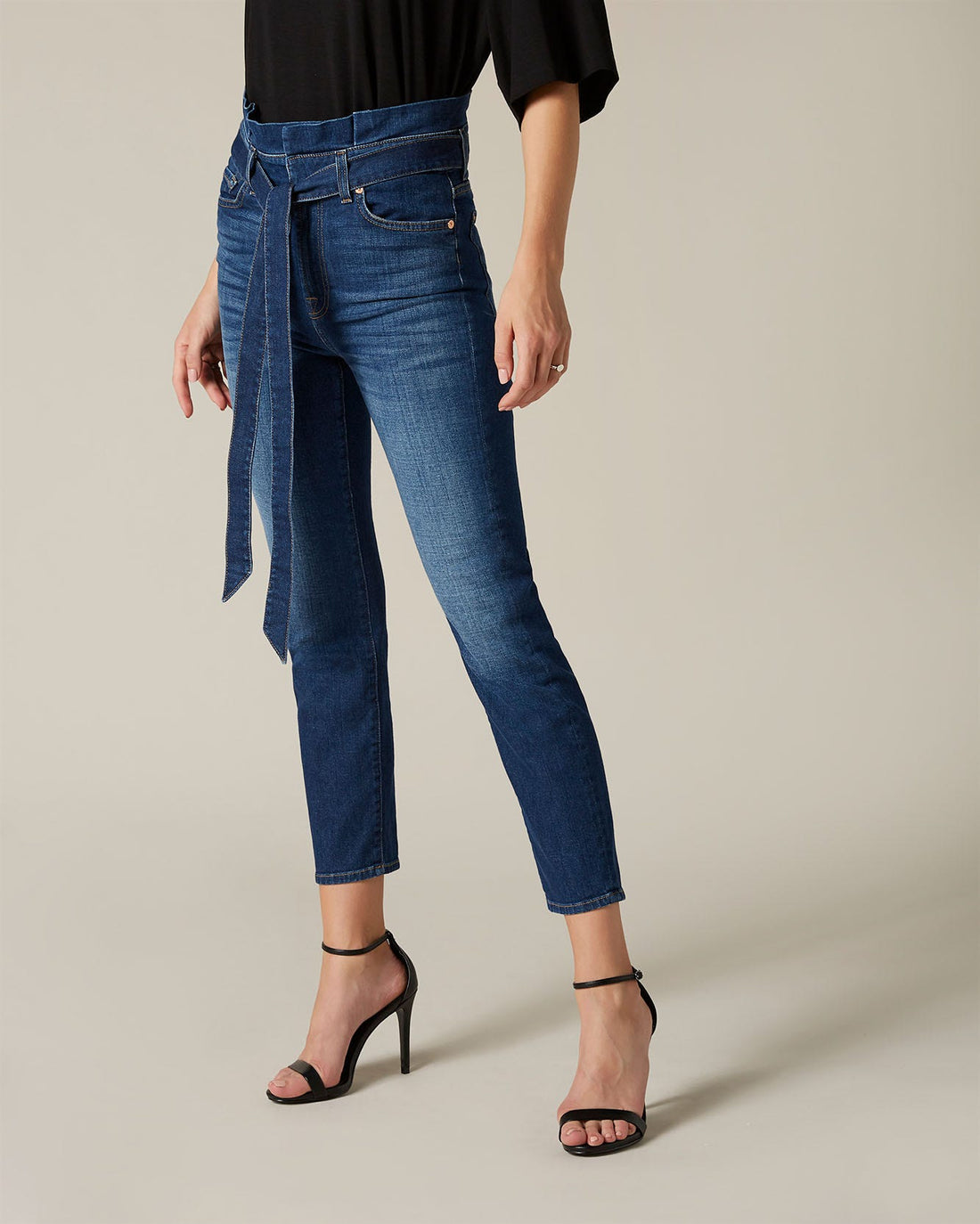 Middle Blue Slim Paperbag Pant Left Hand Lexington 7 For All Mankind
