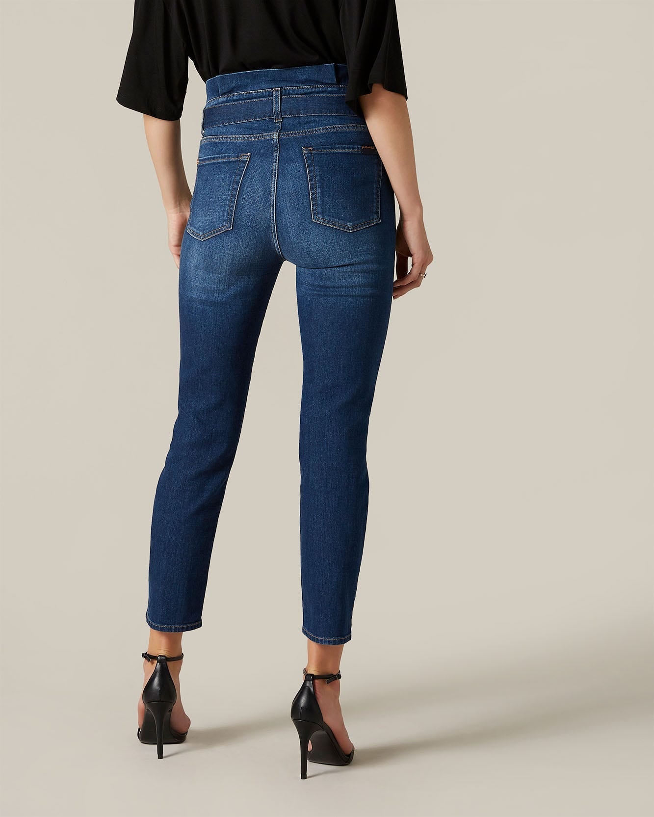 Middle Blue Slim Paperbag Pant Left Hand Lexington 7 For All Mankind