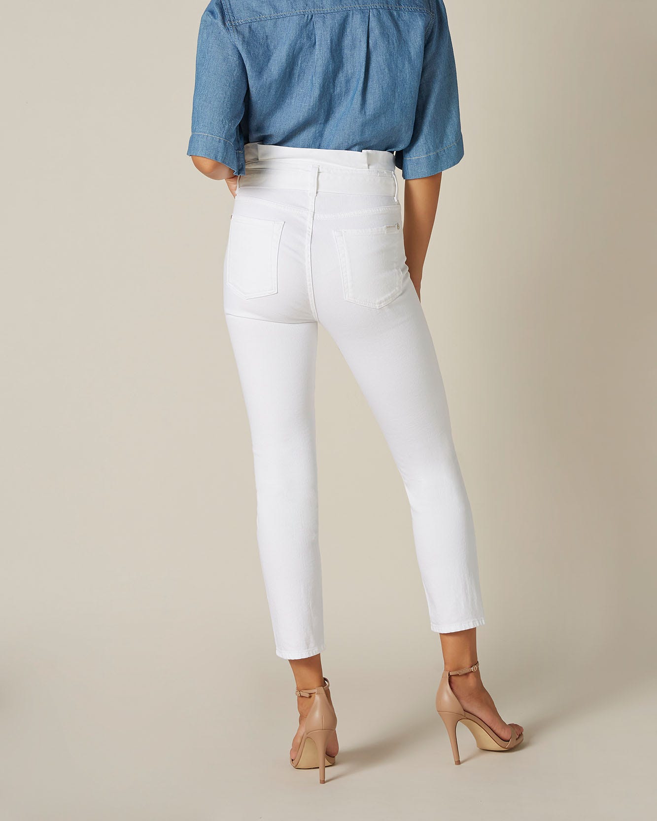 White Slim Paperbag Pant Pure White 7 For All Mankind