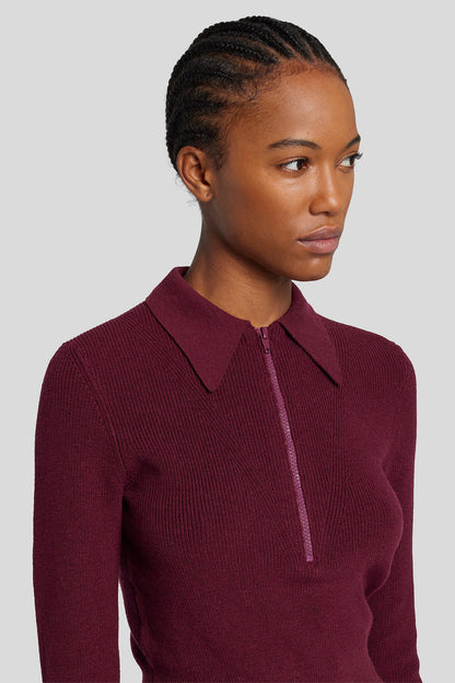 Zip Polo Sweater Wool Cotton Winetasting_JSQL5560WT_WT_03