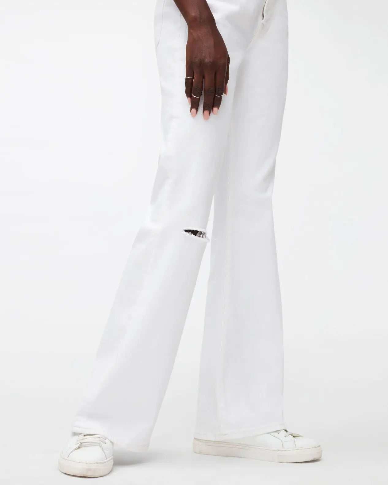 White Riley Sneaker Boot Canvas Ripped With Slash - BEVAVA