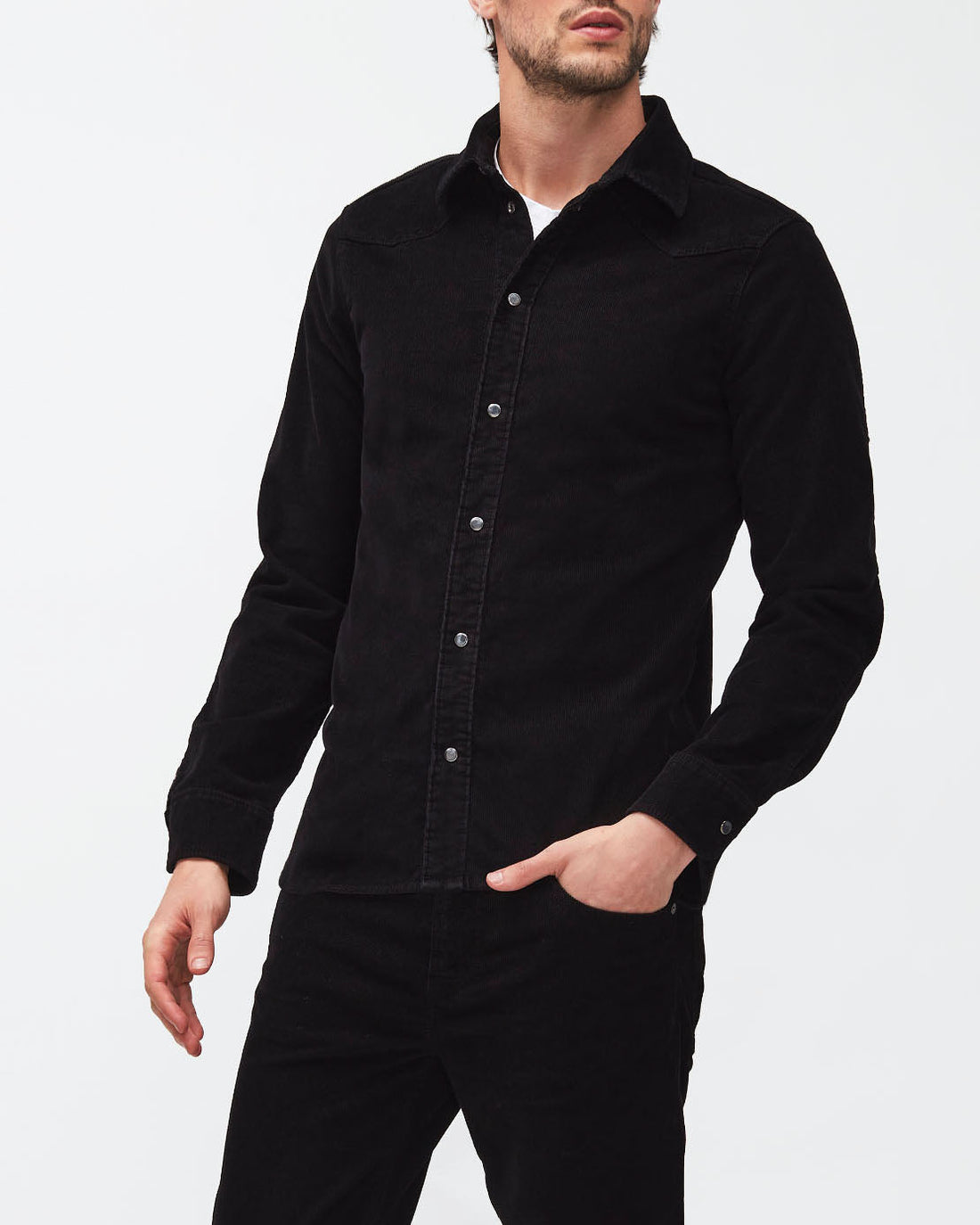 Black Western Overshirt Clean Corduroy Black 7 For All Mankind
