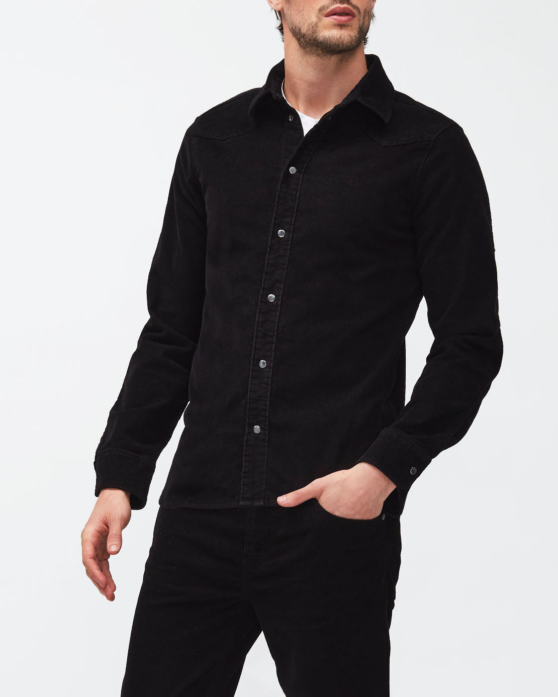 Black Western Overshirt Clean Corduroy Black 7 For All Mankind