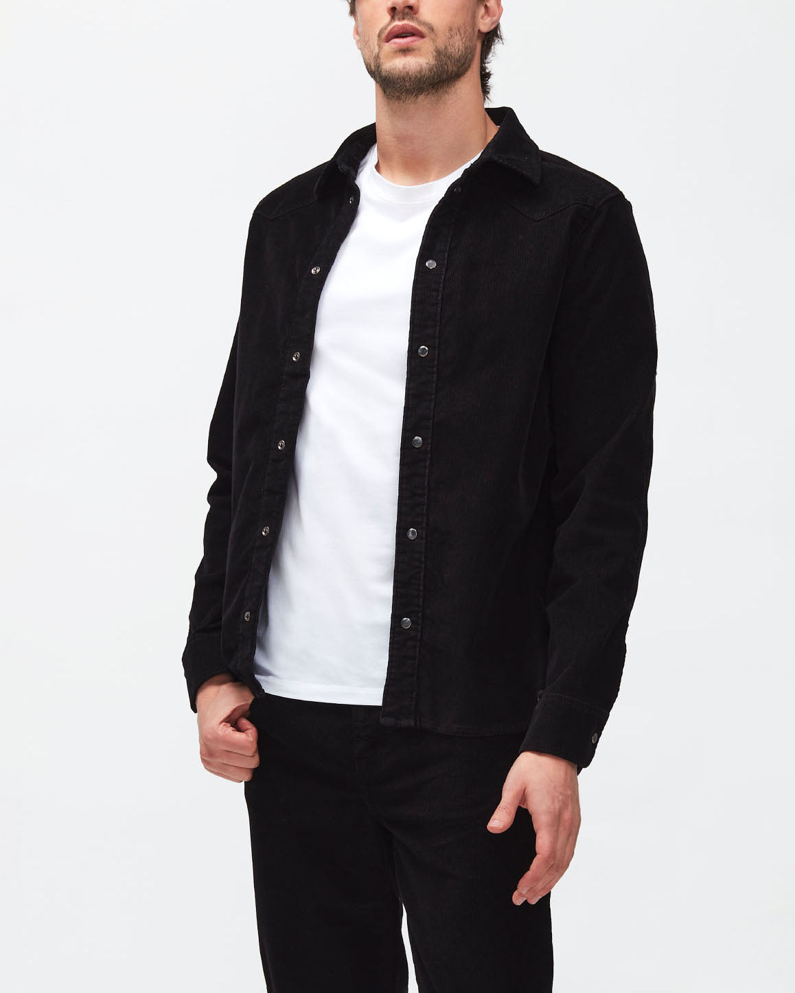 Black Western Overshirt Clean Corduroy Black 7 For All Mankind