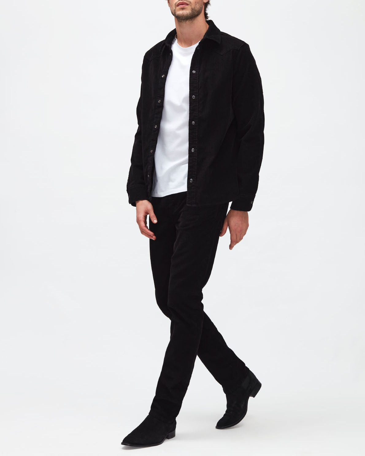 Black Western Overshirt Clean Corduroy Black 7 For All Mankind