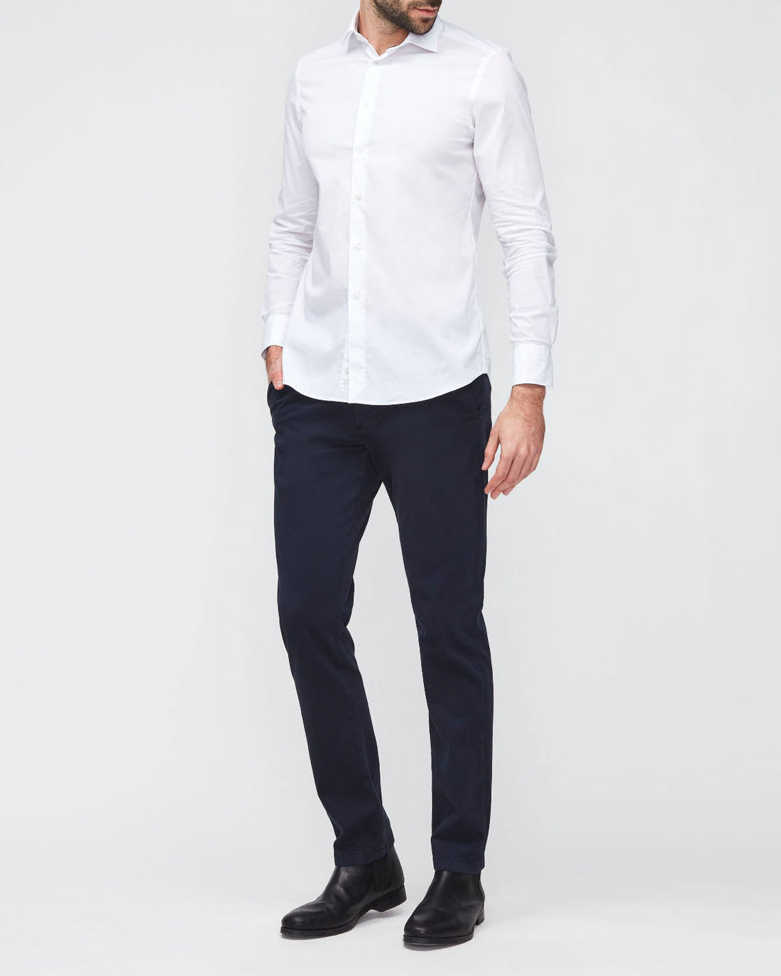 Dark Blue Slimmy Chino Tap. Luxe Performance Sateen Navy 7 For All Mankind
