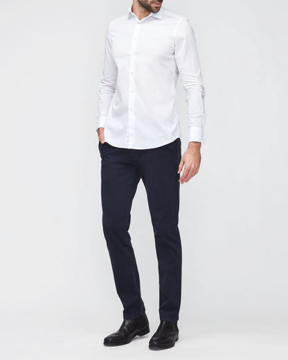 Dark Blue Slimmy Chino Tap. Luxe Performance Sateen Navy 7 For All Mankind