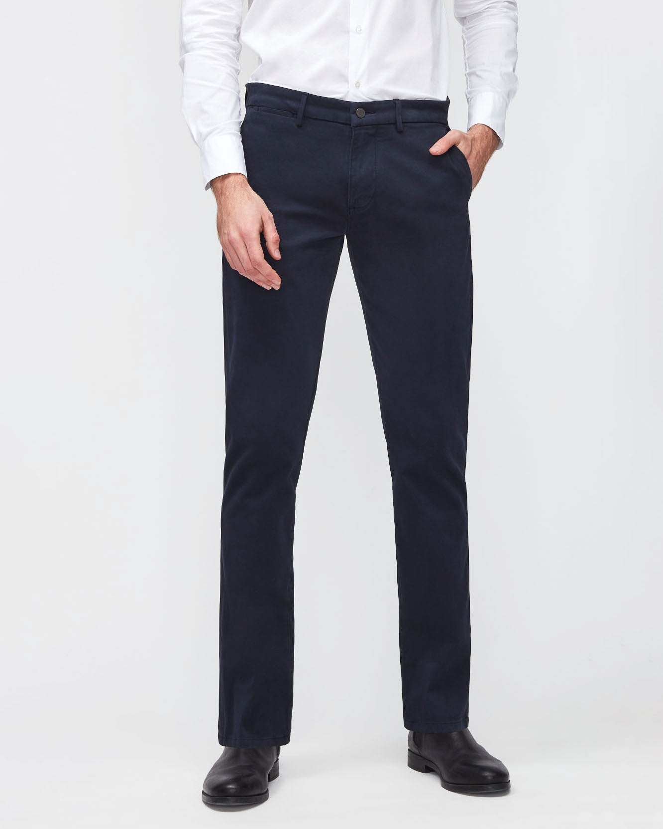 Dark Blue Slimmy Chino Tap. Luxe Performance Sateen Navy 7 For All Mankind
