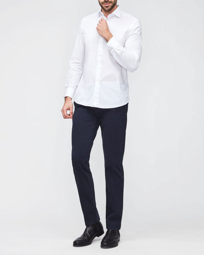 Dark Blue Slimmy Chino Tap. Luxe Performance Sateen Navy 7 For All Mankind