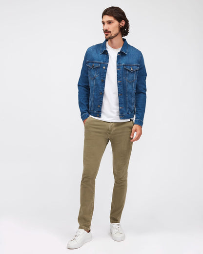 Kaki SLIMMY CHINO TAP. Luxe Per. Sateen Vin. Light Army 7 For All Mankind