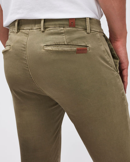 Kaki SLIMMY CHINO TAP. Luxe Per. Sateen Vin. Light Army 7 For All Mankind