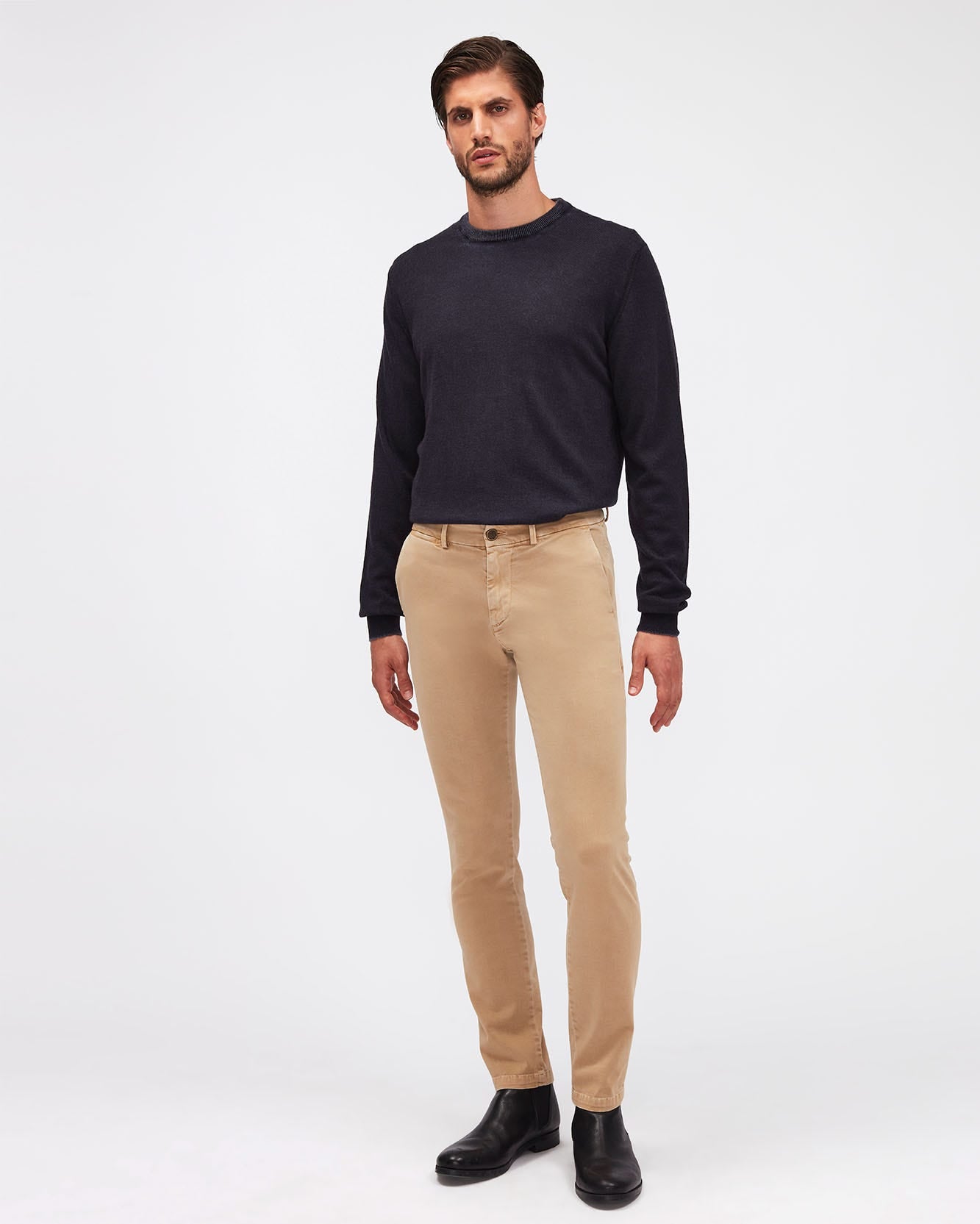 Beige SLIMMY CHINO TAP. Luxe Per. Sateen Vin. Light Army